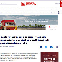 El sector inmobiliario lidera el mercado transaccional espaol con un 15% ms de operaciones hasta julio